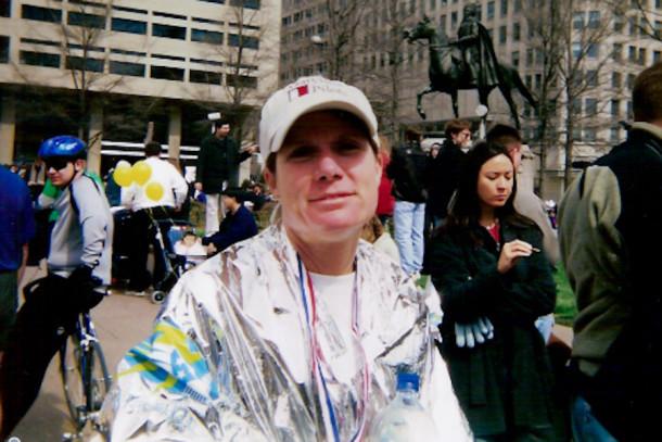 Financial Director Kathy Cullen recovers after running the DC Inauguration Race. Cullen has run five marathons and multiple races since 1998. 