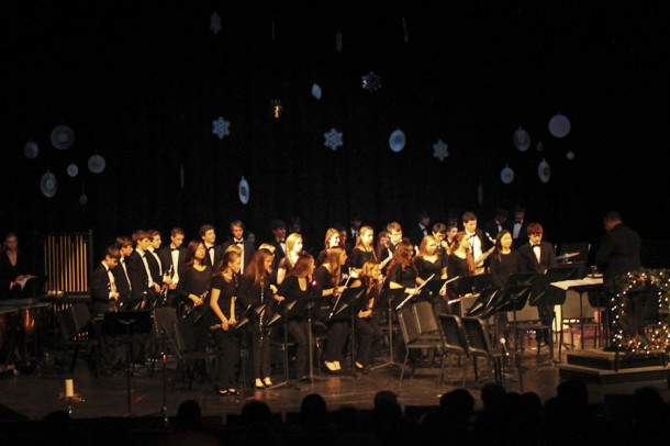 The band played several numbers at the Christmas Concert Dec. 13. Chorus, Belle Voce, Orchestra, and Jazz 
Band also performed.