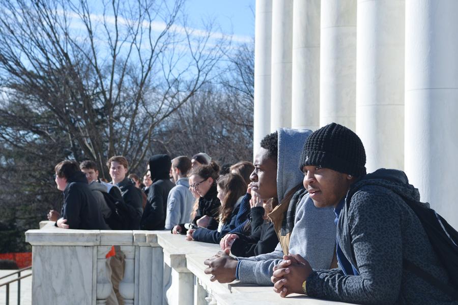 Senior Eric Watson along with the entire senior class watch the Changing of the Guard at the Tomb of the Unknown Soldier. Four JC students were given the honor of laying a wreath at the tomb.
