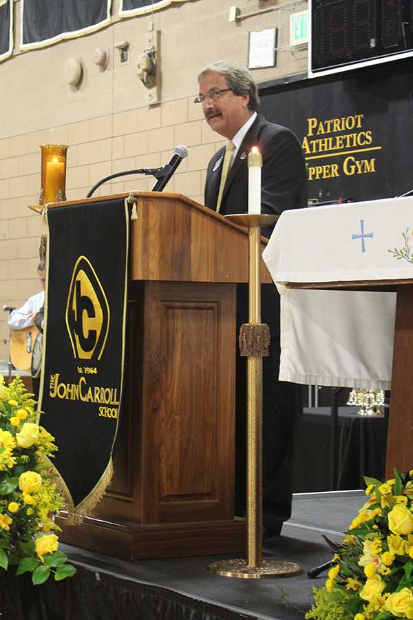 President Richard OHara speaks during the 50th Anniversary Mass. The Mass was the beginning of the 50th Anniversary celebrations.    
