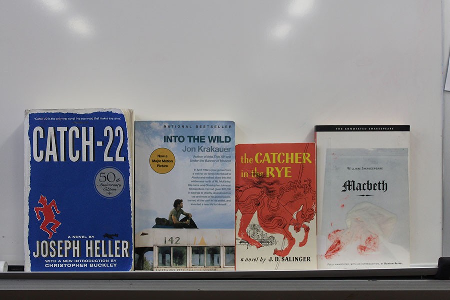 The staff of The Patriot reviews the most common required reading material in English classes. One book from each grade level was chosen, including Into the Wild by Jon Krakauer, The Catcher in the Rye by J.D. Salinger, Catch-22 by Joseph Heller, and Macbeth by William Shakespeare.