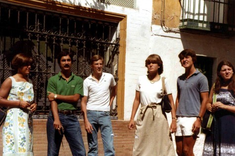 President Richard OHara (second from the left) stands with a group of students on a trip to Spain in 1981. OHara taught all levels of Spanish before moving into administration. 