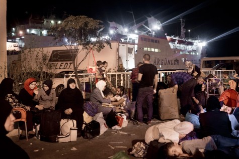 Syrian refugees at the port of Tripoli, Lebanon, waiting to board the ferry Lady Su, which travels to Tasucu, Turkey, in a twelve-hour journey. The ferry, which was scheduled to depart at 10 p.m. on September 21, left the port at 10 a.m. the following day due to regular delays and an truck accident during loading. 
