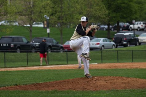 Junior pitcher Alex Marlow winds up for a pitch in the third inning. The Patriots were defeated by Dulaney High School 5-4 on May 9.