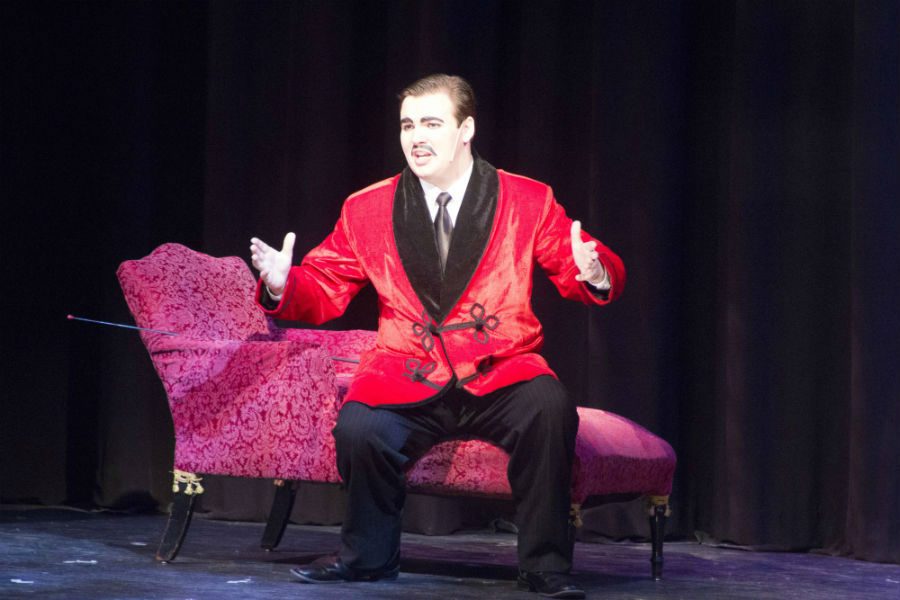 Junior Zach Miller performs as Gomez Addams in the production of 