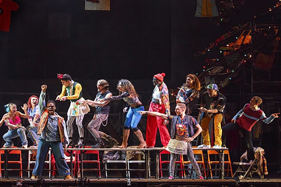 The cast of Rent poses during one of the shows most famous songs, La Vie Boheme. The show is currently on its 20th Anniversary tour, and came to Baltimore on the weekend of April 1.