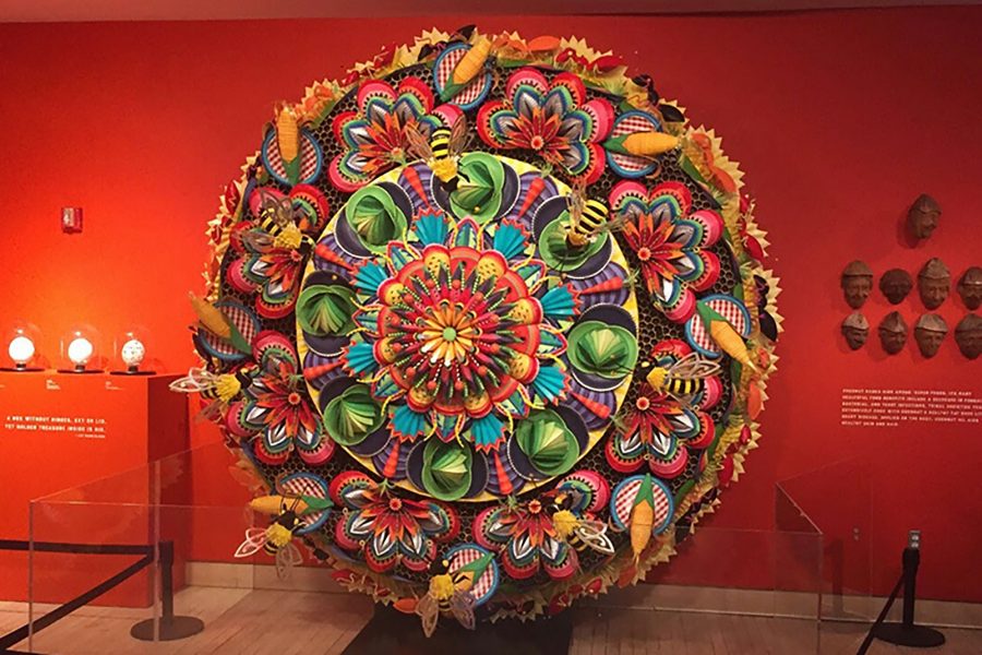 Featured is a mesmerizing motorized sculpture created by artist Wendy Brackman. The piece is shown in the “Yummm! The History, Fantasy, and Future of Food” exhibit that depicts attitudes toward food supply, production, and consumption.