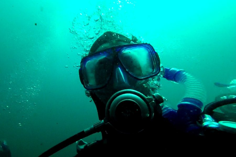 Diving in deep blue sea