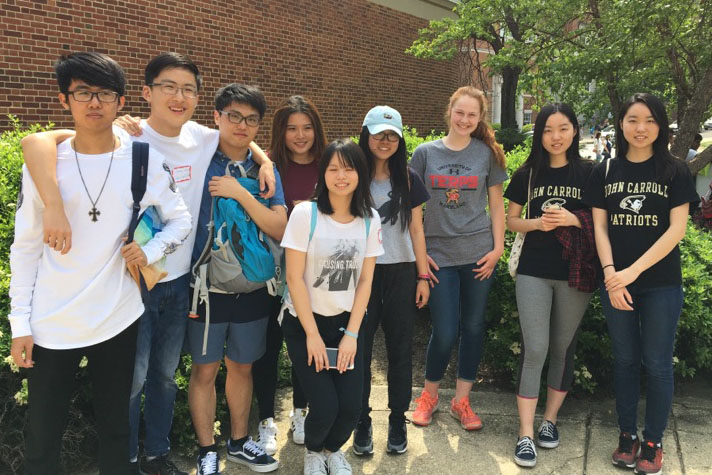 Members of the Chemathon team pose for a picture outside of the University of Maryland on April 29. The team placed in several individual events during the competition. 

