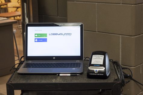 The LobbyGuard system that allows students to sign in with a swipe of their student ID. The new swipe feature has been instrumental in allowing students to sign in faster.