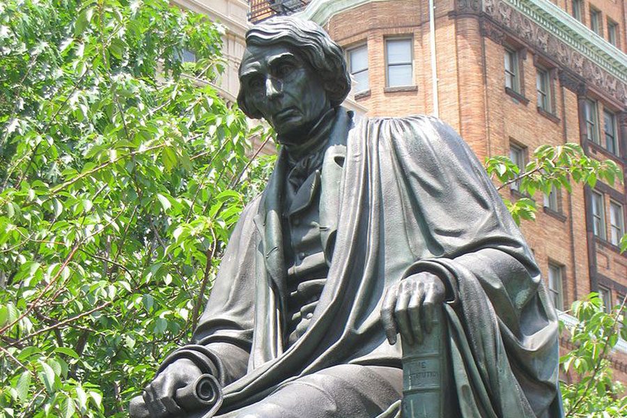 This is the statue of Roger B. Taney that once stood in Baltimore in Mount Vernon Place. The Statue was removed on Aug. 12 after the city council voted unanimously to take it down.