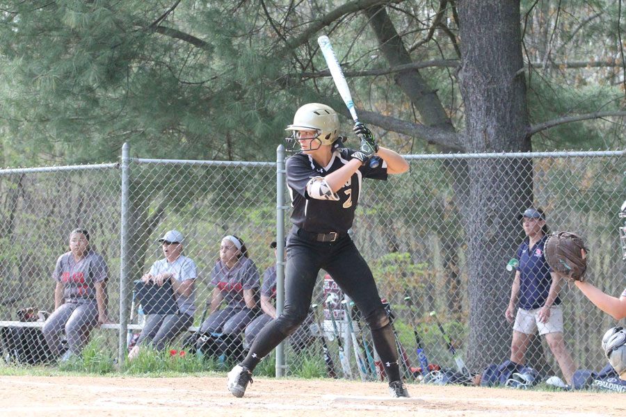 Senior Meghan Sheehan gears up to swing at a pitch in a varsity softball game against Bel Air High School on April 20. A spring Commissioner’s Cup would give spring sports, such as softball, a chance to take part in the “Battle of Bel Air.”