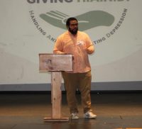 Gabe Webster speaks about mental health at Friends R Family event